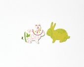 Bright Pastel Spring Bunny Rabbit Die Cuts - Pink Green Baby Shower