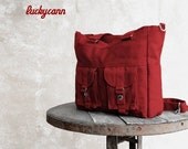 Fathers day sale BAILEY // Dark Red // 023 // Luckycann // Handmade // Everyday Canvas Bag // Sale