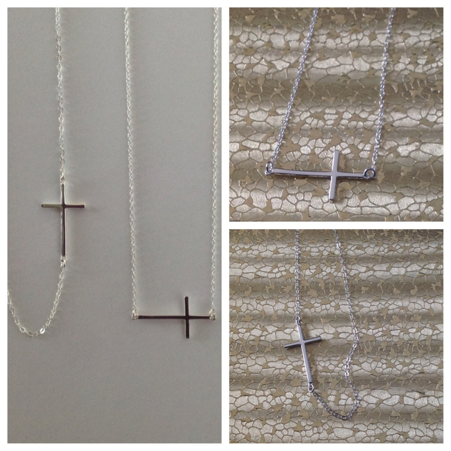 Kelky Ripa Sideways Cross Necklace Gold Filled or Sterling Silver - Centered or Off Side