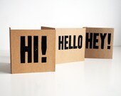 Pack of three hand printed notelets