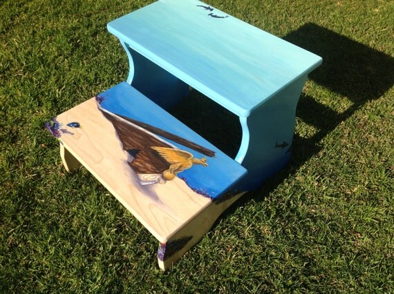 Hand painted shipwreck theme stepstool