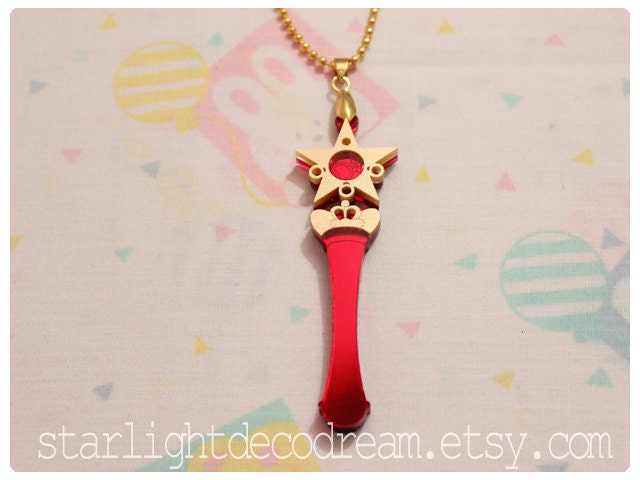 READY TO SHIP Sailor Mars Star Power Stick Sailor Moon Inspired Acrylic Necklace for Mahou Kei & Magical Girl