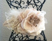 Sweet Cream SASH OR HEADBAND- any color combo available vintage tan cream brown ivory white beautiful maternity sash vintage hairpiece
