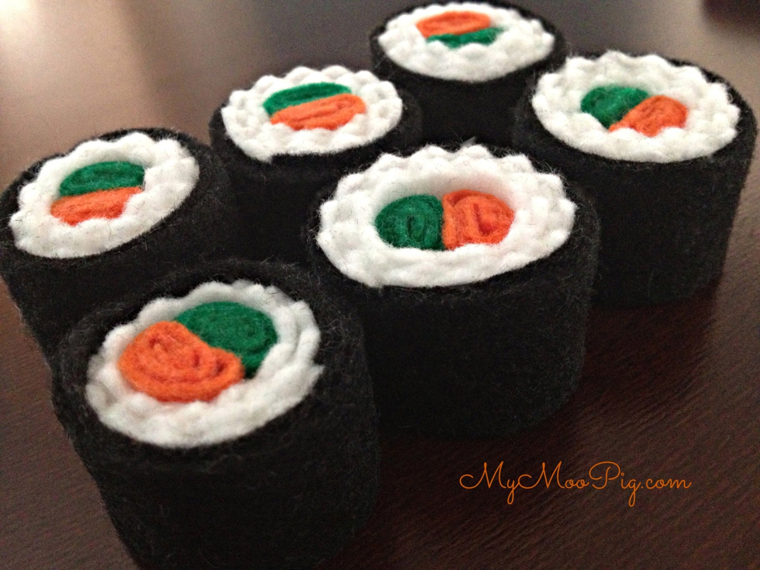 Felt Sushi Rolls Set of 6 - READY TO SHIP