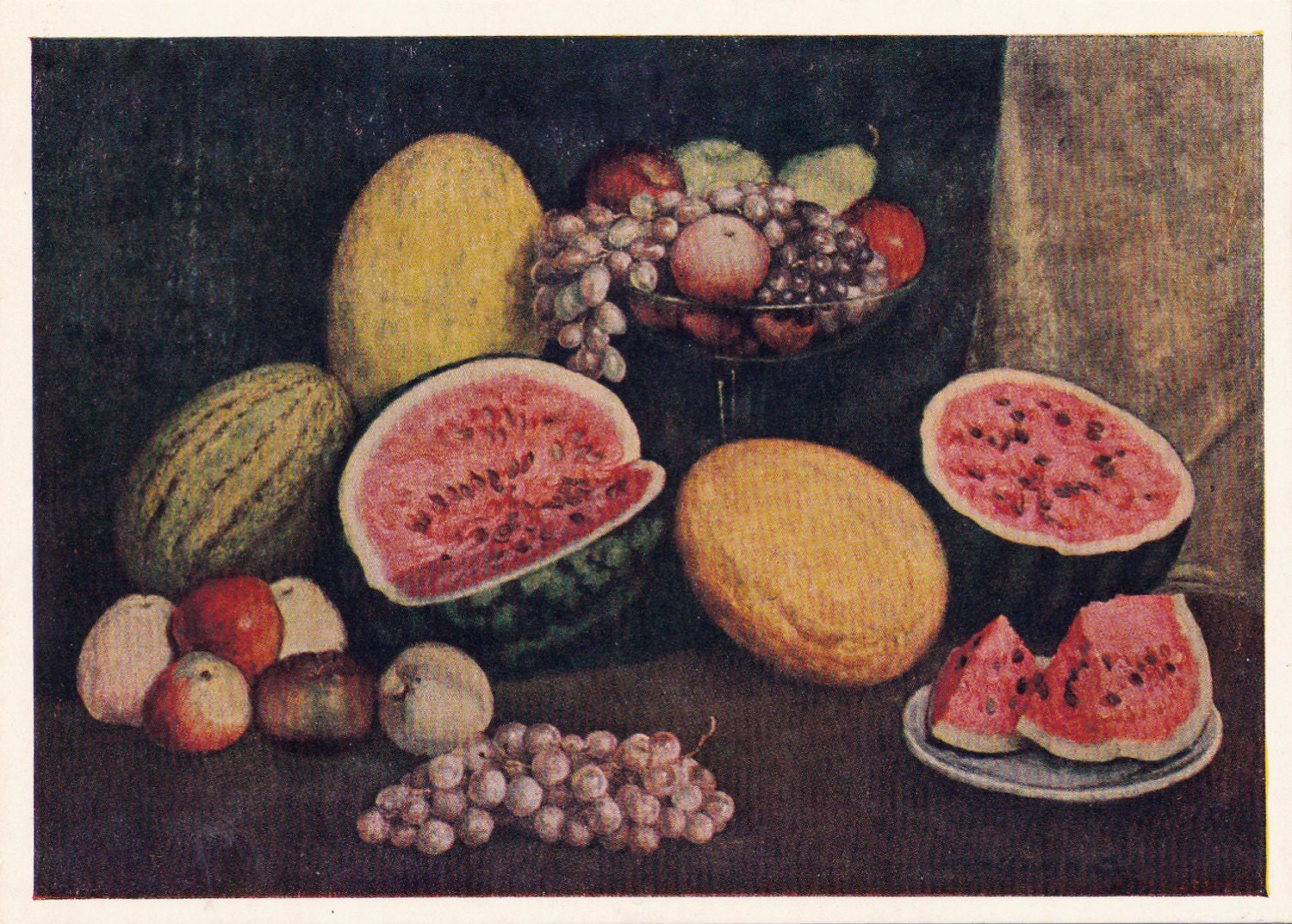 Vintage Mashkov (Fruits) Postcard - 1955, Soviet Artist