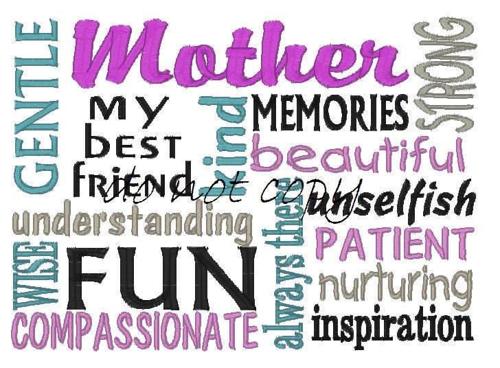 Mother subway art - digital embroidery file for machine embroidery 5x7 size