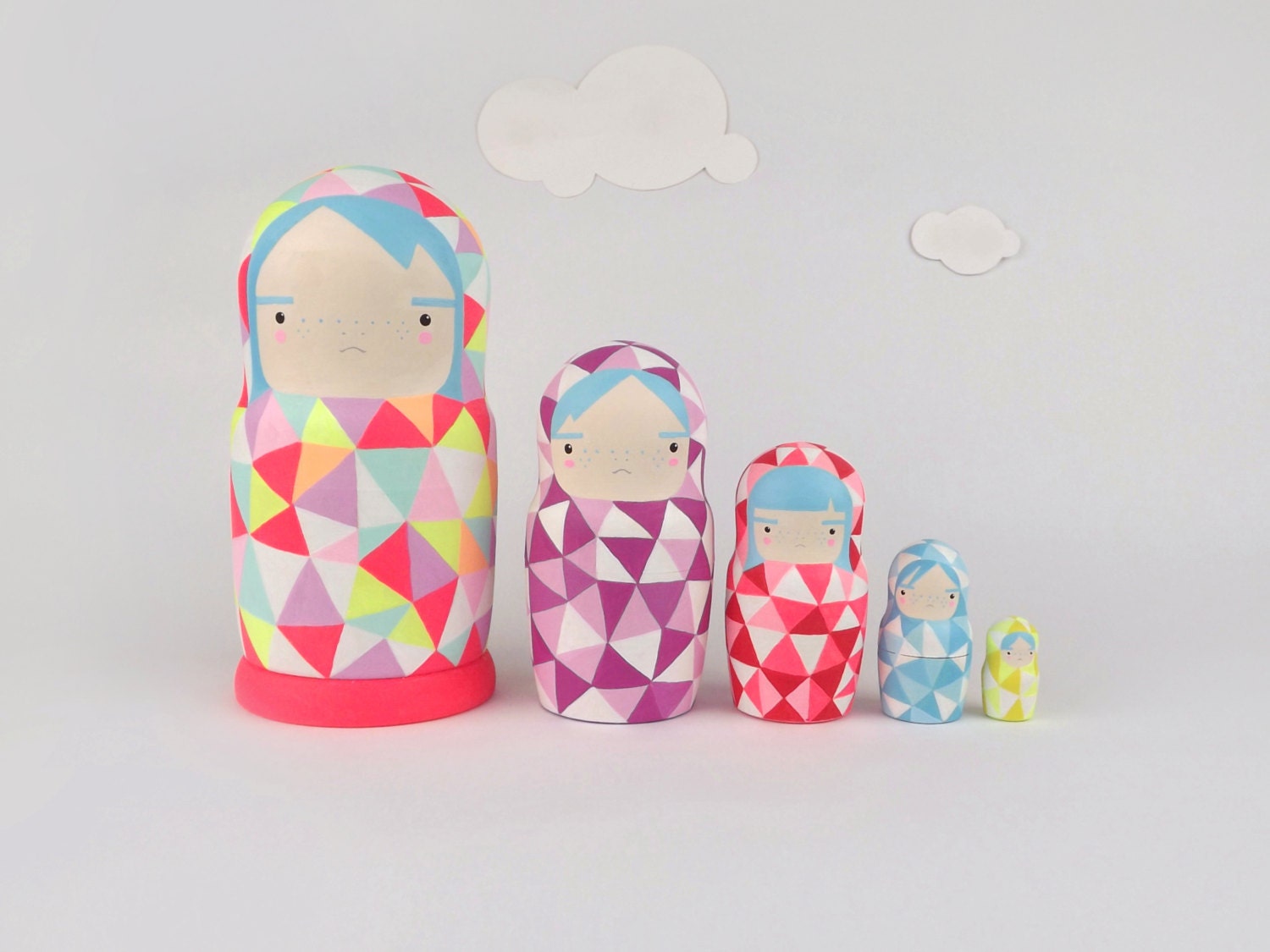Geometric Nesting Doll Matroyshka 'Little Neons'