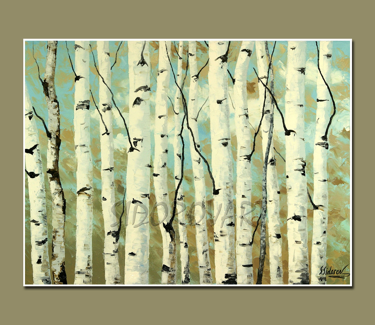 Art Print of- Original Oil Painting- ASPENS Series-Canvas Print-GICLEE Print- LANDSCAPE Painting ,Aspens Painting  Size 16inX13in