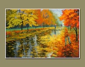 Art Print of- Original Oil Painting- FALL ALLEY Series-Canvas Print-Giclee Print- LANDSCAPE Painting ,Aspens Painting  Size 19inX13in