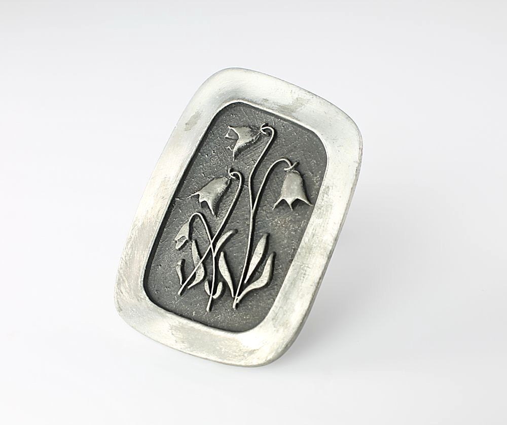 Vintage R Tennesmed Bell Flower pewter Brooch