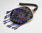 Vintage Art Deco Flapper Blue Beaded Purse