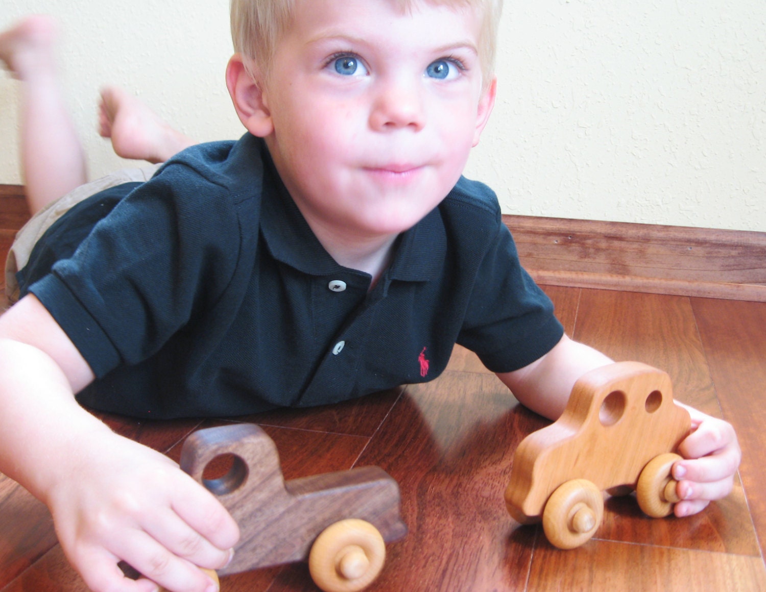 CLASSIC RACER natural wooden car - an organic hardwood toy for baby and toddler - heirloom keepsake with homegrown organic finish