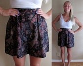 Vintage 1990's High Waisted Paisley Shorts - By Darlyn - Size 8