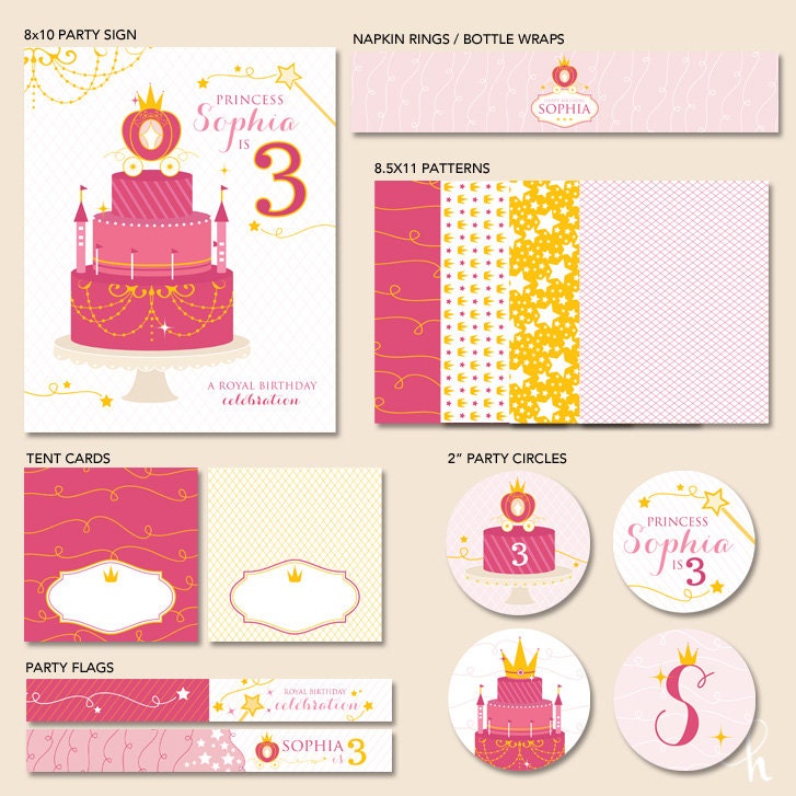 Custom Princess Birthday - PRINTABLE Party Collection - Pink