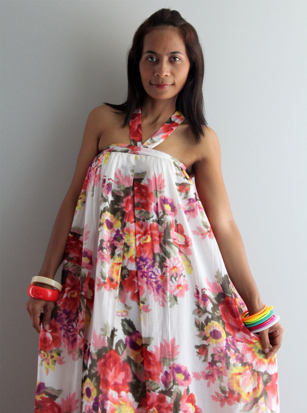Floral Maxi Dress Party Bridesmaid Stylish Tube Halter Spring Summer : Flower Blossom Collection  (Original Design Since March 2011)