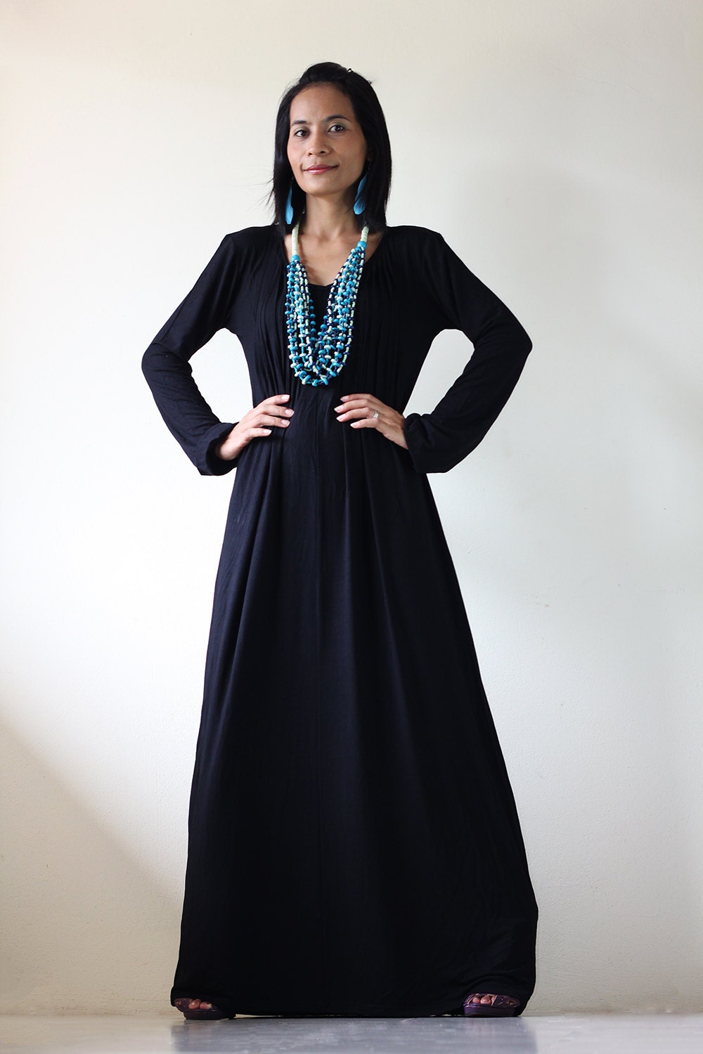 Black Maxi Dress Long Sleeve : Autumn Thrills Collection No.2
