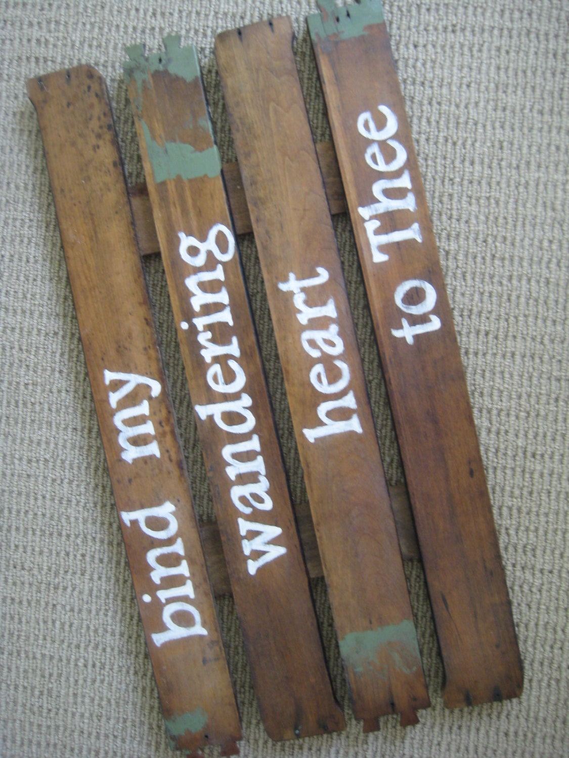 Christian WORD Art - Bind My Wandering Heart to Thee - 10 x 19 Hand-Painted Wood
