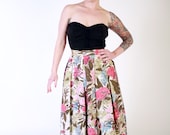 1950s Vintage Skirt...Spring Floral 50s Skirt with Box Pleats Size Small - as is