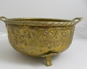 Vintage Footed, Shabby Chic,  Brass Bowl