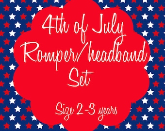 LARGE 4th of July romper/headband set