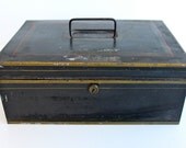 Antique tole tin document box
