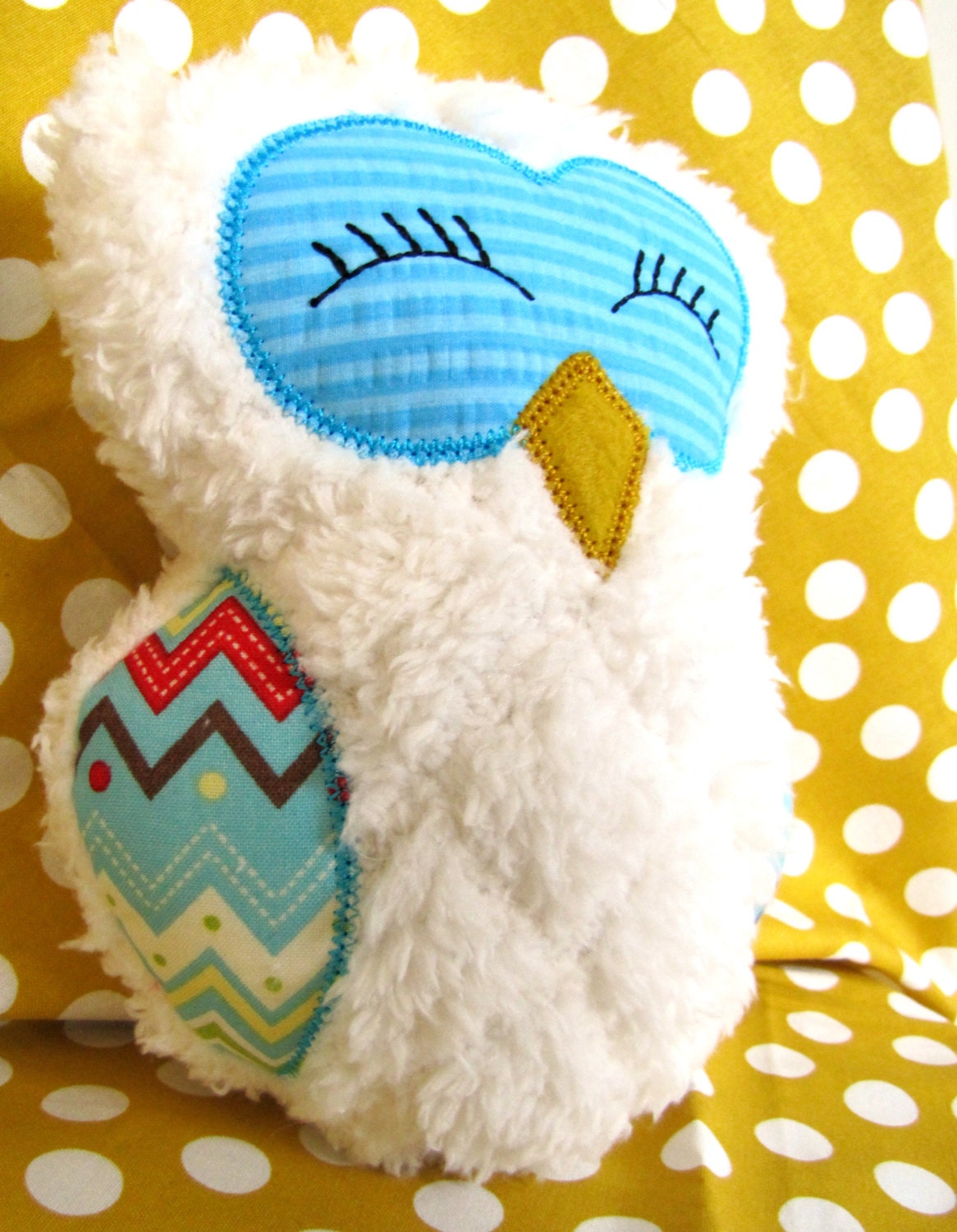 Plush Owl Turquoise Multi Color  Stuffed Animal