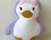 Plush Penguin Girly Rattle Pink  Lavender Stuffed Animal Toy Gift Baby