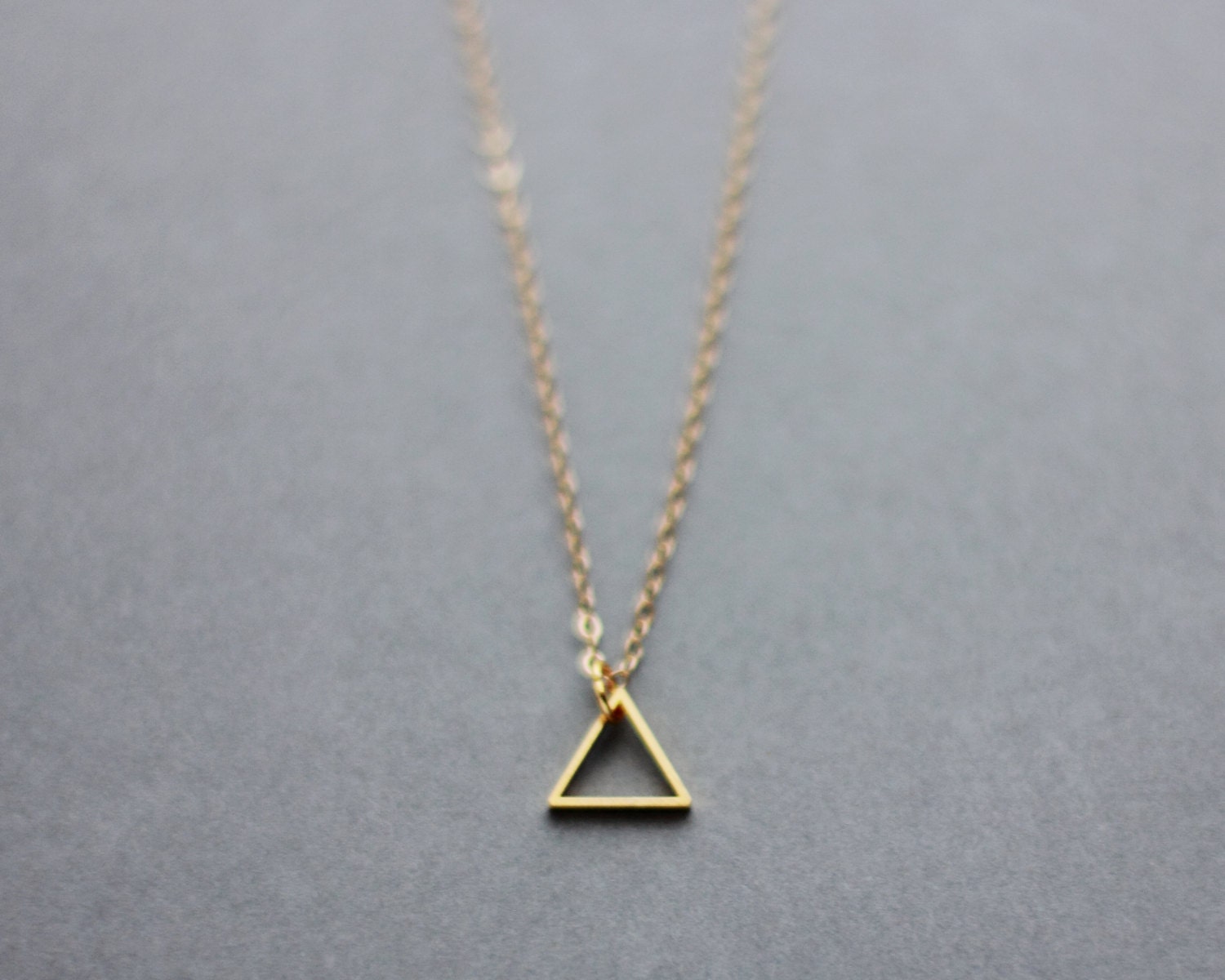Small Single Gold Triangle Necklace - Minimalist Jewellery