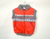 FREE SHIPPING Red Patterned Winter Vest