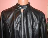 Vintage  Men's Cafe Racer Black Leather Motorcycle Jacket Biker Size 42