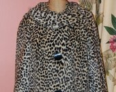 Vintage Leopard Coat Faux Fur Luxurious 1950's Pin Up Girl Coat