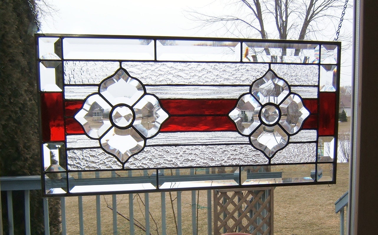 Color choice Bevel cluster stained glass window panel flower clear stained glass panel window hanging stained glass flower transom