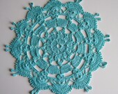 Dance Dolls Lace Crochet Doily in Mint Green
