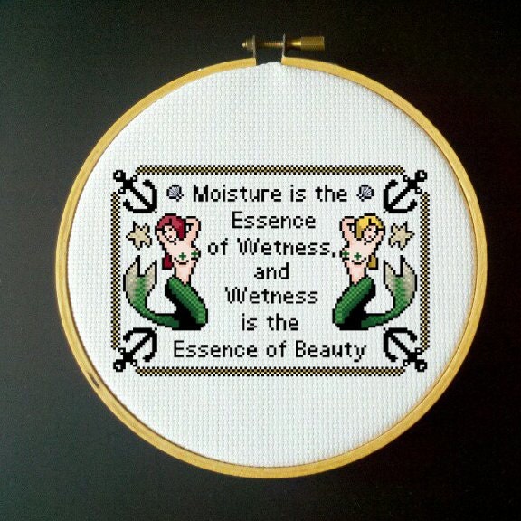 Zoolander Cross Stitch PDF Pattern - Moisture is the Essence of Wetness