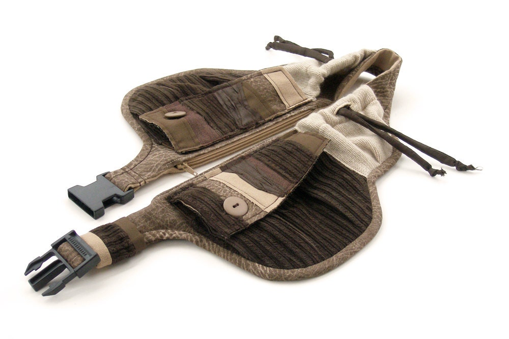 Brown festival belt bag - Patchwork fanny pack - Earth waist bag - The Earth - Earth Day