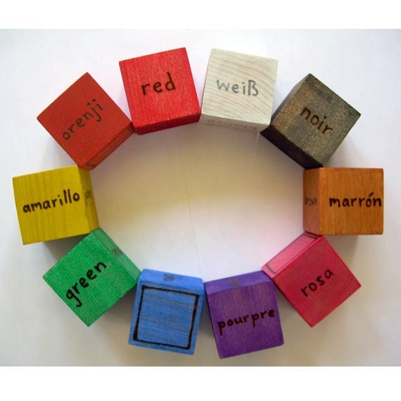 International Color Blocks - Set of 10  Wooden Blocks for Baby - Foreign Language