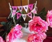 best Mom Mother's Day banner card gift baby shower mom to be cake topper flag bunting pennant garland pink decoration love cancer awareness