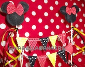 Minnie Mouse mickey center piece cake topper Disney dress up Birthday Party decoration baby shower photo prop flag banner