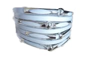 Studs Leather Wristband Bangle Bracelet.Unisex.Womens or Mens.Sterling Silver.Adjustable . - BOVETTA