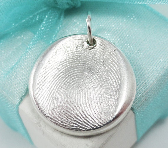 Personalized Jewelry Fingerprint Charm Custom made keepsake of pure .999 Fine Silver for Charm Bracelet, Pendant, Necklace