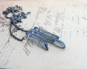 CLEARANCE - all must go, Mystic Blue Quartz Necklace Blue Spike Crystal Stone Quartz Pendant Boho Style Modern Jewelry