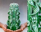 Carved candles - Green candle - Large candle