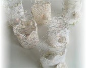 Set of Six Chicken Wire Shabby Chic Wedding Centerpiece Tea Light Candle Holders