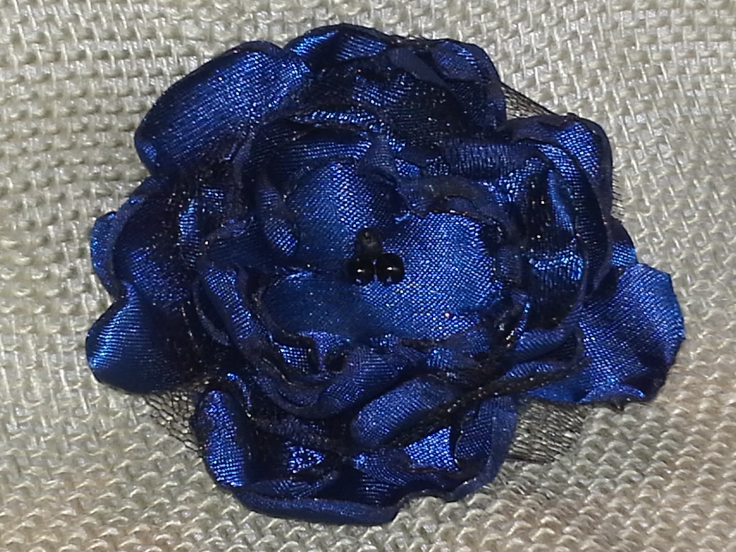 Navy & Black Flower Brooch