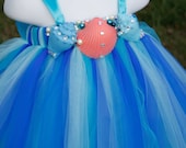 Flower girl dress. Under the Sea Tutu Dress with Coral seashell . baby tutu dress, toddler tutu dress, wedding, birthday,