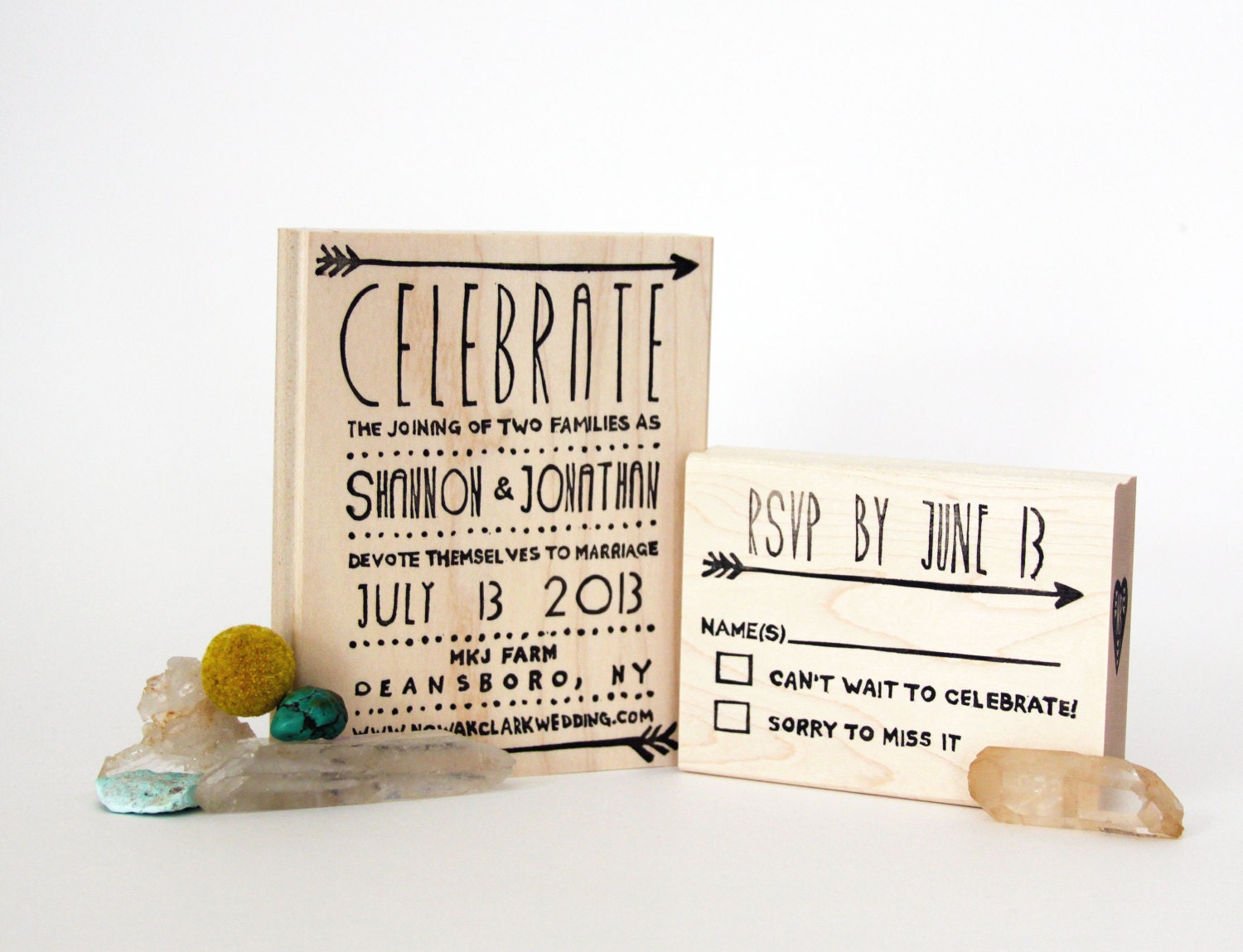 Simple Arrow Wedding Invitation and RSVP stamp