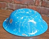 Blue Swirl Agate Ware Brimmed Bowl Enamel