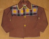 50s Vtg 2T Toddler Boy Flannel Plaid Collar Button Up Western Cowboy Shirt Pendelton Pla-Master Play Suits