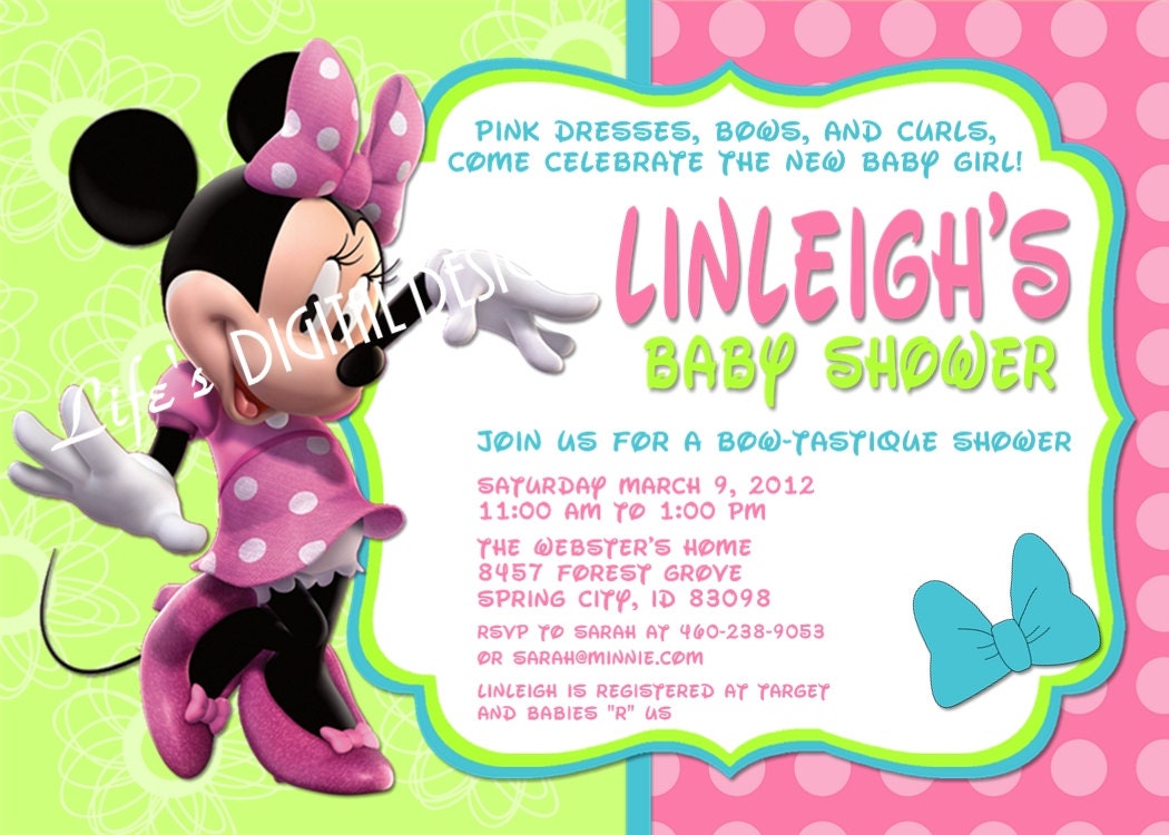 Minnie Mouse Bowtique Baby Shower Invitation Customizable Printable