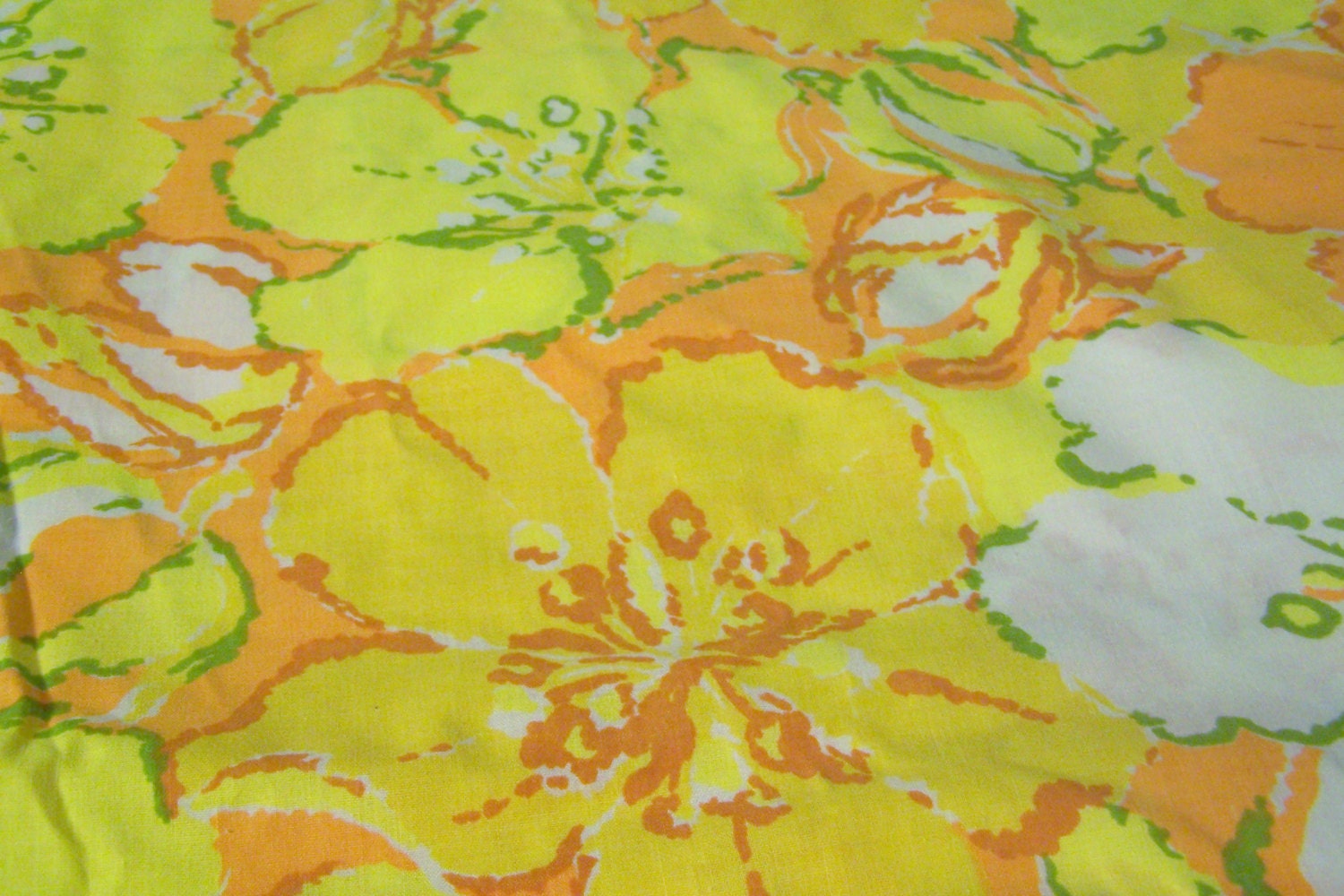 Vintage Table Cloth- Vintage Linens- Funky Floral- Flower Power